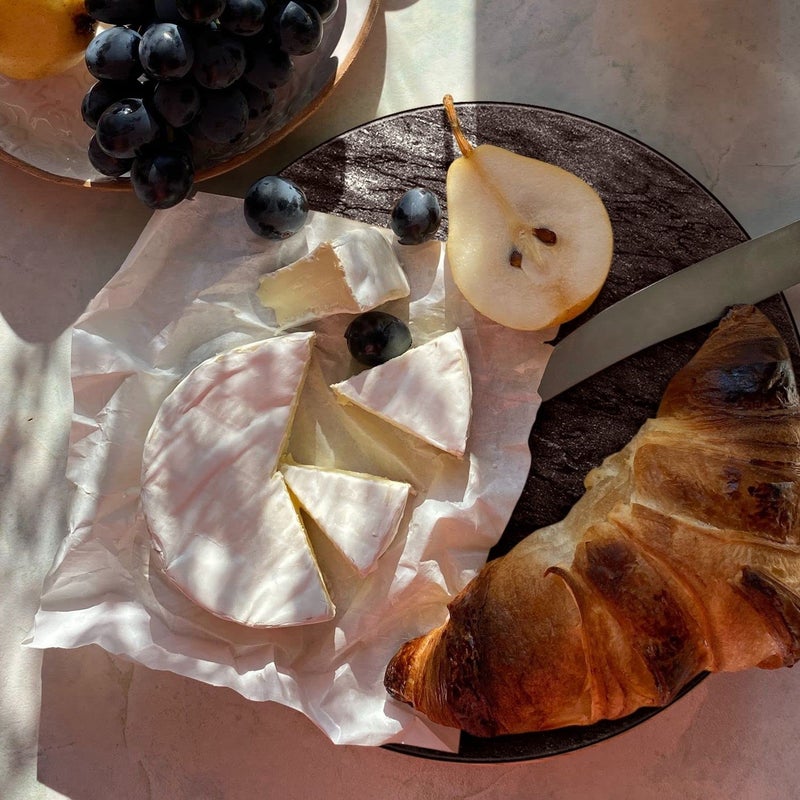 Flexzion Round Marble Cheese Board - 12 Inch Black Marble Serving Board for Charcuterie, Cheese, Cutting, Pastry, Trivet - Non-Stick and Heat Resistant - Image 5